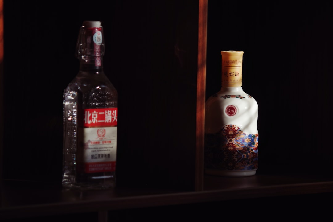 Empty Baijiu bottle on a bar