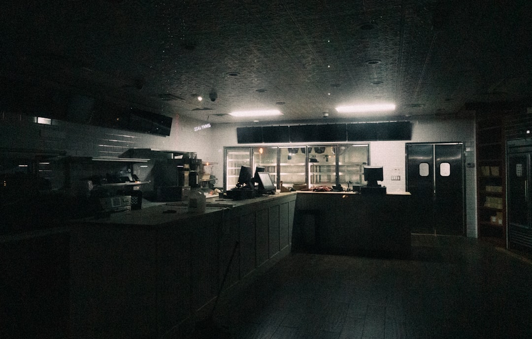 Server room with blinking lights