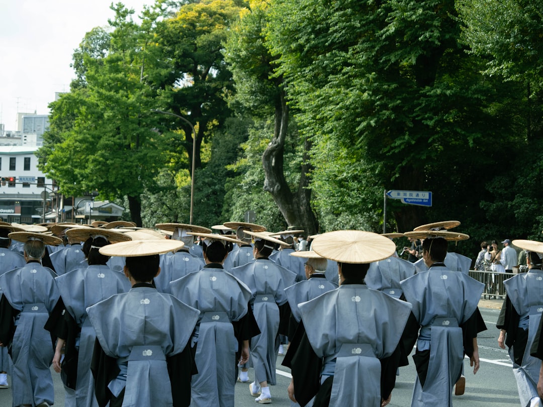 Japanese Kwantung Army soldiers marching through a Manchurian city