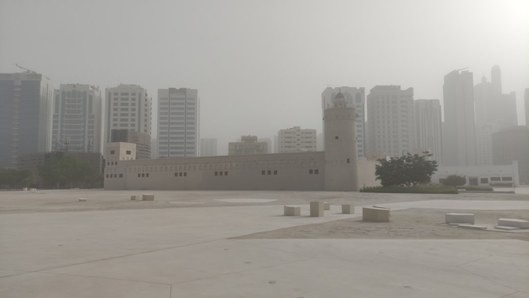 Desolate gray landscape with inverted buildings